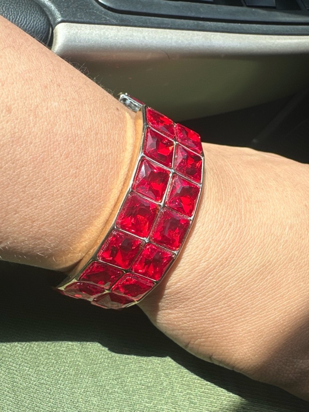 Red Gemstone Stretch Bracelet